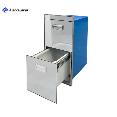 Alandwares SSMX-260B 201 SS Double Drawer Eco-Friendly Multi-Function Rice & Bean Dispenser Modern Kitchen Storage in Cabinets