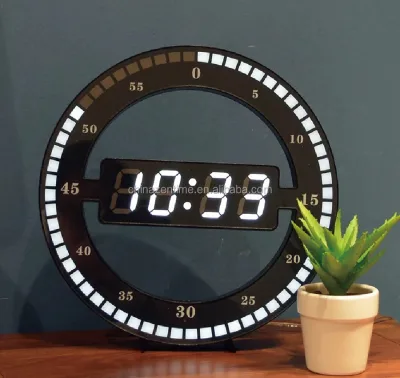 Hot Sales LED Digital Round Table Clock with Acrylic Panel