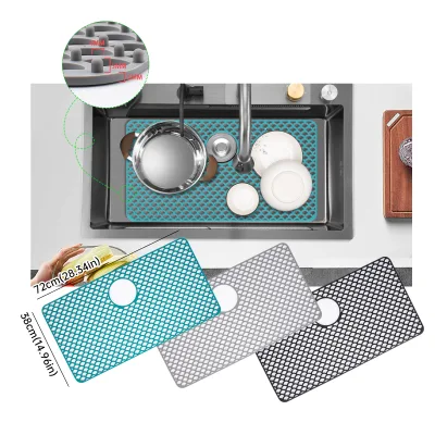 72*38cm 28*15 Inches Kitchen Sink Protector Mat Pad Set Silicone Sink Mat Sink Divider Protector Silicone Kitchen Mat