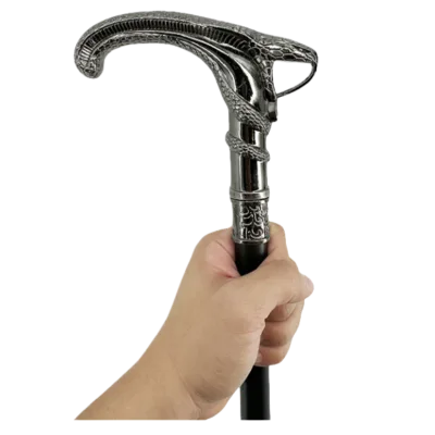 Black Cobra Snake Head Walking Cane Snake Scale Detachable Aluminum Shaft Crutch for Halloween Cosplay Elderly Wholesale