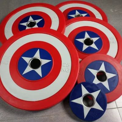 China Wholesale 4 Holes America Weight Plate PU Weight Plate Set Gym Weight Plate