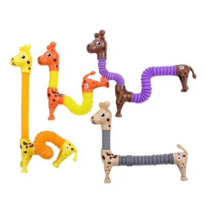 Funny Toys Pop Tube Fidget Toys 5 Animals Design Pop Tube for Stress Relief