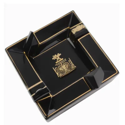 Luxury Rectangle ashtray Black White porcelain Cigar dish ceramic cigar ashtray
