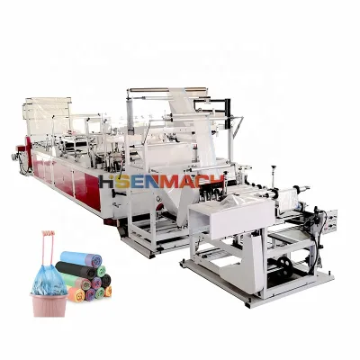 Factory Price Plastic Tape Handle Shopping Drawstring Trash Garbage Bag Making Machine Overlap With String