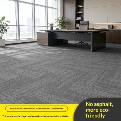 PVC Square Carpet Interlocking Vinyl Flooring Indoor for Commercial Office Use Full Coverage Cement Floors Direct Assembly
