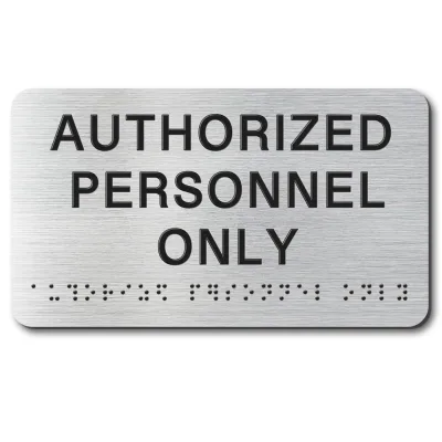 ADA Compliant AUTHORIZED Signs Conference Room Office Door Sign Grade 2 Braille Brushed Aluminum/Silver Finish Easy Install