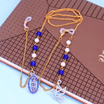 Gold Metal Chains Greek Sorority Dove Sign Soror ZETA PHI BETA Sunglasses Eyeglasses Chain Holder Strap