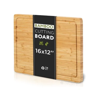 Custom logo multi-functional eco bamboo 40x30 non slip double sided wooden cutting board with juice groove