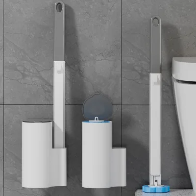 Best-selling Plastic Disposable Antimicrobial & Antibacterial Toilet Cleaning Tool Set with Holder for Deep Stain Removal