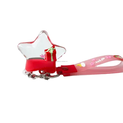 Star Shape Red Plastic Keychain With Custom Liquid Color Floater Suitable for Christmas Promotion Gift Home Decoration for Kids