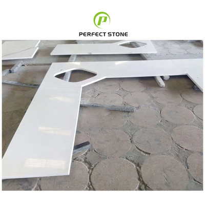 Artificial Pure White Quartz Kitchen Countertops Island Countertop