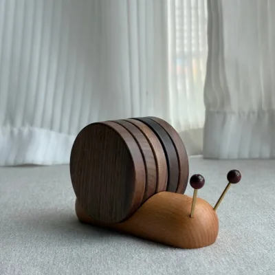 Desktop Creative Snail Wooden Coaster Insulation Mat Decorative Ornament Heating Mat Pot Mat Bowl Mat Cup Holder