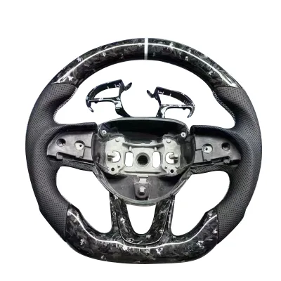 Hot New Product Forged Carbon Fiber Perforated Leather Steering Wheel for Dodge Challenger Car Steering Wheel