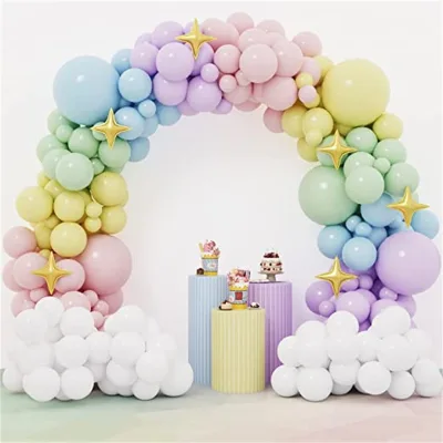 182 Piece Maka Color Series Circular Balloon Chain Set Disposable for Children's Birthday Party or Event Celebration