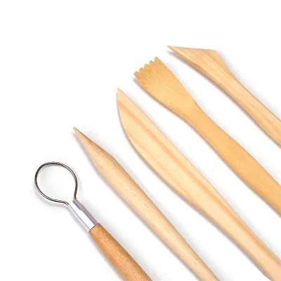 Factory Wholesale 5-piece 6-inch Birch Wood Pottery Trimming Tools; Figurine Clay Sculpting Ceramics DIY Modeling Tools Made