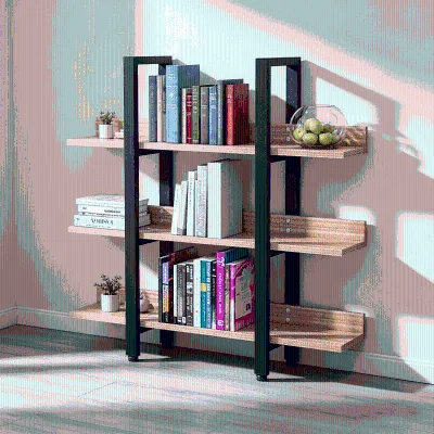 Modern Simple Large Capacity Floor Standing Display Bookshelf Multi Grid Storage Rack with Back Panel