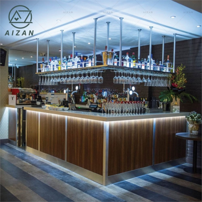 Commercial Bar Wine Drinking Nightclub Solid Surface Working Table Bar Counter Stainless Steel Cocktail Bar Station