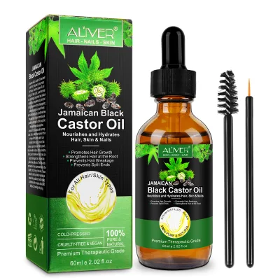 ALIVER Hot-selling Black Castor Oil Essential for Dry Hair Follicle Care Nourish Repair Hair-Loss Prevention for Adults