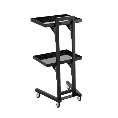 Hair Beauty Hair Salon Stylist Working Cart Gold Stainless Steel Folding Salon Trolley