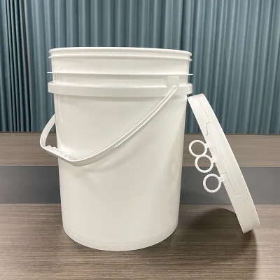 Round Plastic Buckets with Lids Food Takeout Plastic Barrel Flexible Storage Bucket with Handles Ring Lock