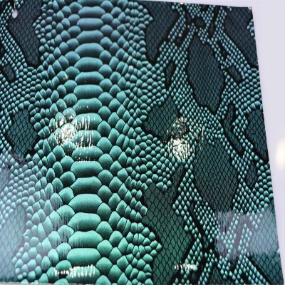 Glossy Python Animal PVC Synthetic Leather for Bag Handbag with Sublimation Film