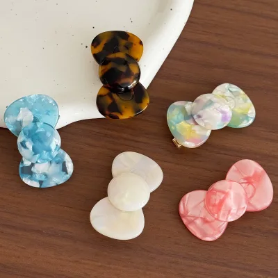 Korean Style Handmade Hairpin Elegant Acetate Bow Clip Decorative Hair Clip for Girls