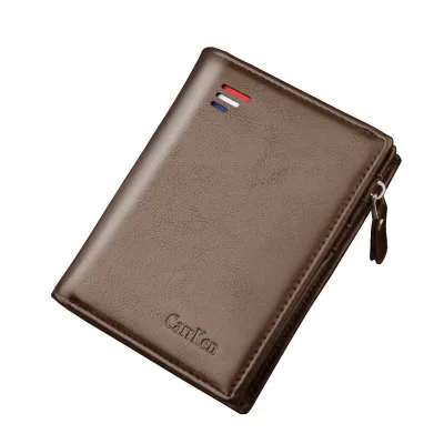 CarrKen Hot Selling New Men's Short Wallet Iron Edge Korean Youth Men's Horizontal Wallets PU Leather Men Trend Card Pack Purse