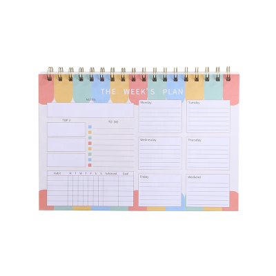 Hot Selling Daily Weekly Planner NoteBook PP Spiral Notepad Plan Custom Memo Pad Notepads