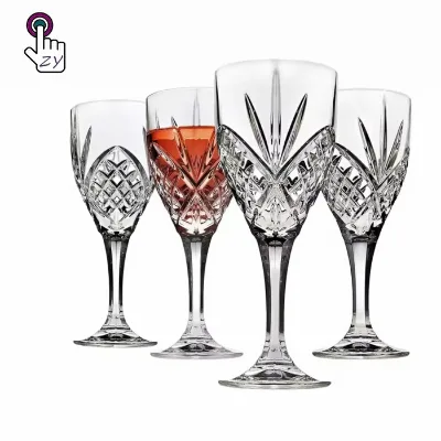 Luxury Crystal Wine Glasses High Stemmed Elegant Engraved Champagne Wine Flute Glasses