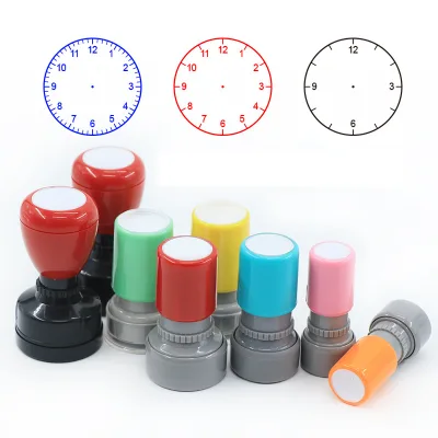 Photosensitive Teaching Clock Stamp Round Time Learning Stamp for Kids Classroom Math Education Stamp OEM Homeschool Supplies