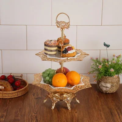 New European-style Double-Layer Glass Rectangle Fruit Platter Modern Luxury-Inspired Design High-End Decorative Serving Plate