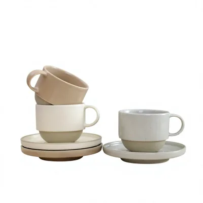 For Bestseller Ceramic Coffee Cup Saucer Set Cross-Border Supply European Style Mug Microwave Safe Office Use High-Aesthetic