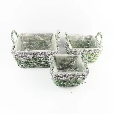 Wholesale Handmade Rattan Flower Pots Planters Storage Baskets for Home Decor