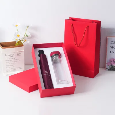 IStapromo Gifts Personalized Luxury Gift Box Thermos Bottle Automatic Umbrella Notebook for Corporate Gifts, Promotional Events