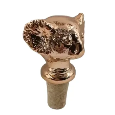 Rose Gold Koala Shaped Ceramic Wine Bottle Stopper, Custom Accept