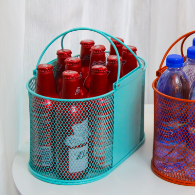 Modern Design Metal Shopping Basket custom Logo Beautiful flower basket Baskets for Retail Iron Storage baskets