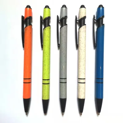 Plastic Eco-Friendly Stylus Ballpoint Pens Mix Colors Custom Logo Silk Screen Printed Black Ink Business Promotional Gift