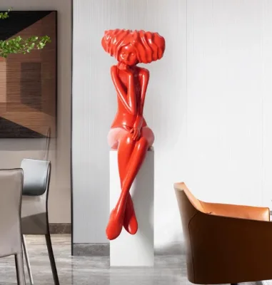 Modern Indoor LED Blue Sculpture Floor Lamp Resin Base Postmodern E27 Red High CRI 90 Living Room Hotel Decor