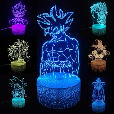 Anime 3D Acrylic Led Night Lamp Room Decoration for Bedside Remote Control Changing 16 Color Lights Use Usb Line or 3 Batteries