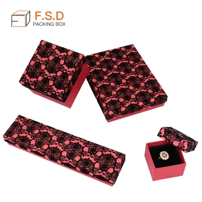 Custom Cardboard Rose Jewelry Ring Box Luxury Foam Inserts for Jewelry Box