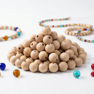 Beech Wood Beads 11mm with 3.5mm Hole Beech Wood Teething Beads Pacifier Beads
