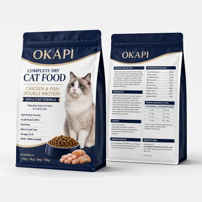 OEM ODM High Protein Adult Cat Complete Dry Food Chicken Fish Dual Protein Skin Coat Care FDA Certified 1.5-10kg Bulk