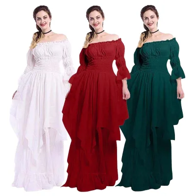 Victorian Medieval Vintage Black Gothic Dress for Women Renaissance Cosplay Halloween Costume Prom Princess Gown-for Anime TV