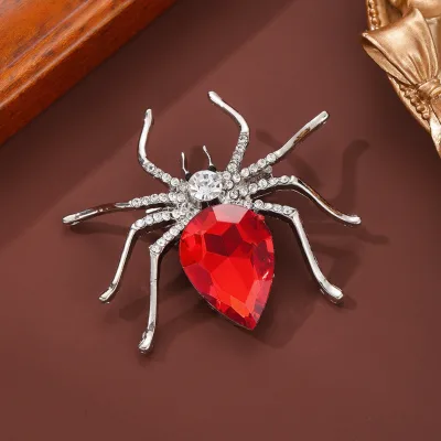 New Red Rhinestone Spider Brooch for Women Ladies, Highly Versatile, Luxurious and Upscale Decorative Brooch for Clothing.