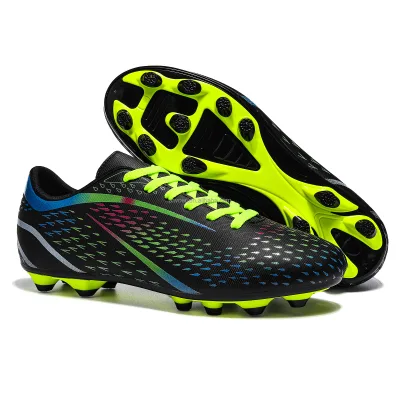 Vibrant Soccer Cleats Rubber Stud Football Shoes Gradient Print for Adult Men Outdoor Training