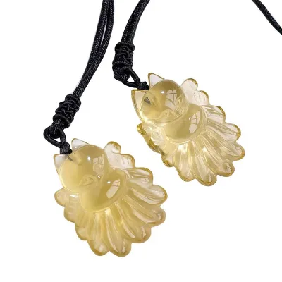 Best price natural crystal carving gemstone citrine Nine-tailed fox crystal pendant