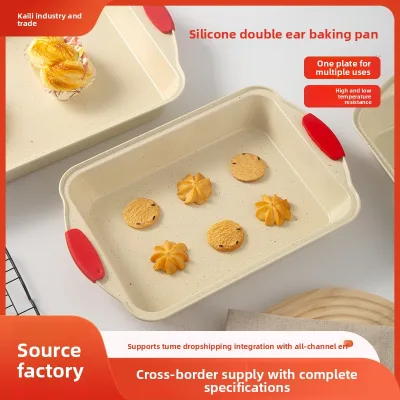 Non Stick Rectangular Cake Roll Pan with Handles Jelly Roll Baking Tray High Temperature Resistant Oven Baking Mold