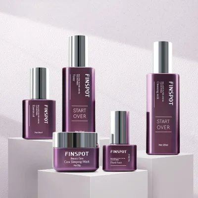 FINSPOT Round Glass Dropper Bottle Set Multi Matte Colors Facial Serum Bottle OEM Printing Skincare Essential Oil Container