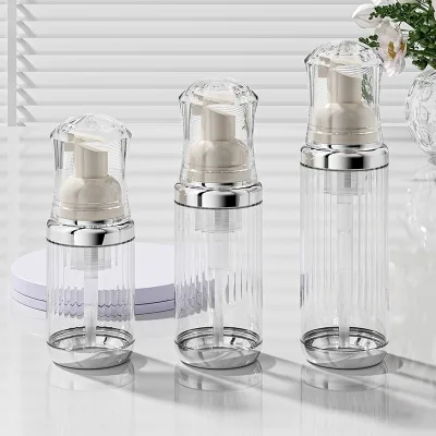 Portable Clear/White/Silver Cleansing Mousse Foaming Bottle Press-Type Travel Refill Facial Cleanser Shampoo Foamer