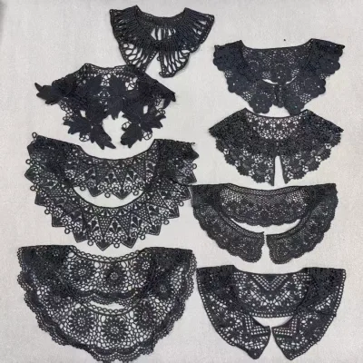 ZSY Wholesale Black Embroidery Hollow Lace Polyester Detachable Design Neck Collar for Women Dresses Shirts Fashion Decoration
